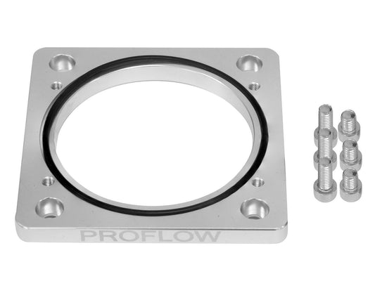 GM Holden Commodore LS1 LS2 V8 Throttle Body Adapter LS LS Chev For Billet Aluminium Natural 100mm to 4bolt 102mm Proflow PFETBLSADP3