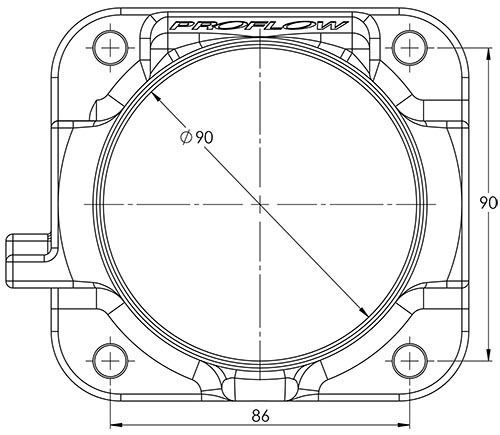 Proflow PFETBU90 Throttle Body Universal 90mm Bore Size MPI Billet Aluminium Natural
