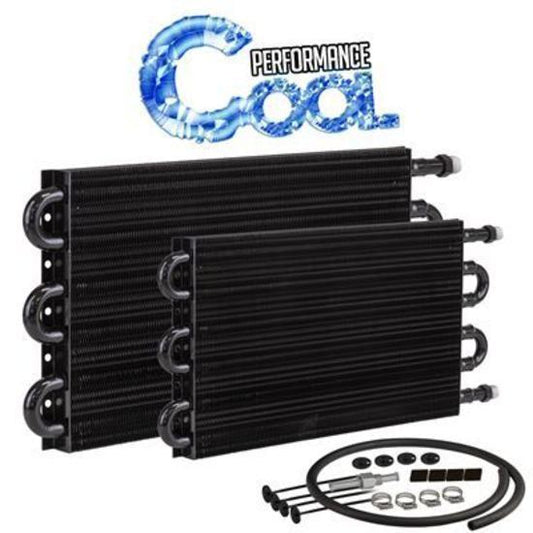 Proflow PFETC514 Transmission Fluid Cooler Tube Fin black powder coated 7.5 " x 15.875 " x 0.75 " 9/16 "-18 Inlet Outlet