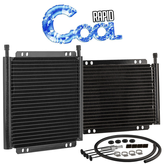 Proflow PFETC676 Transmission Oil Cooler Plate & Fin black powder coated 11 " x 6 " x 0.75 " 3/8 " Inlet Outlet