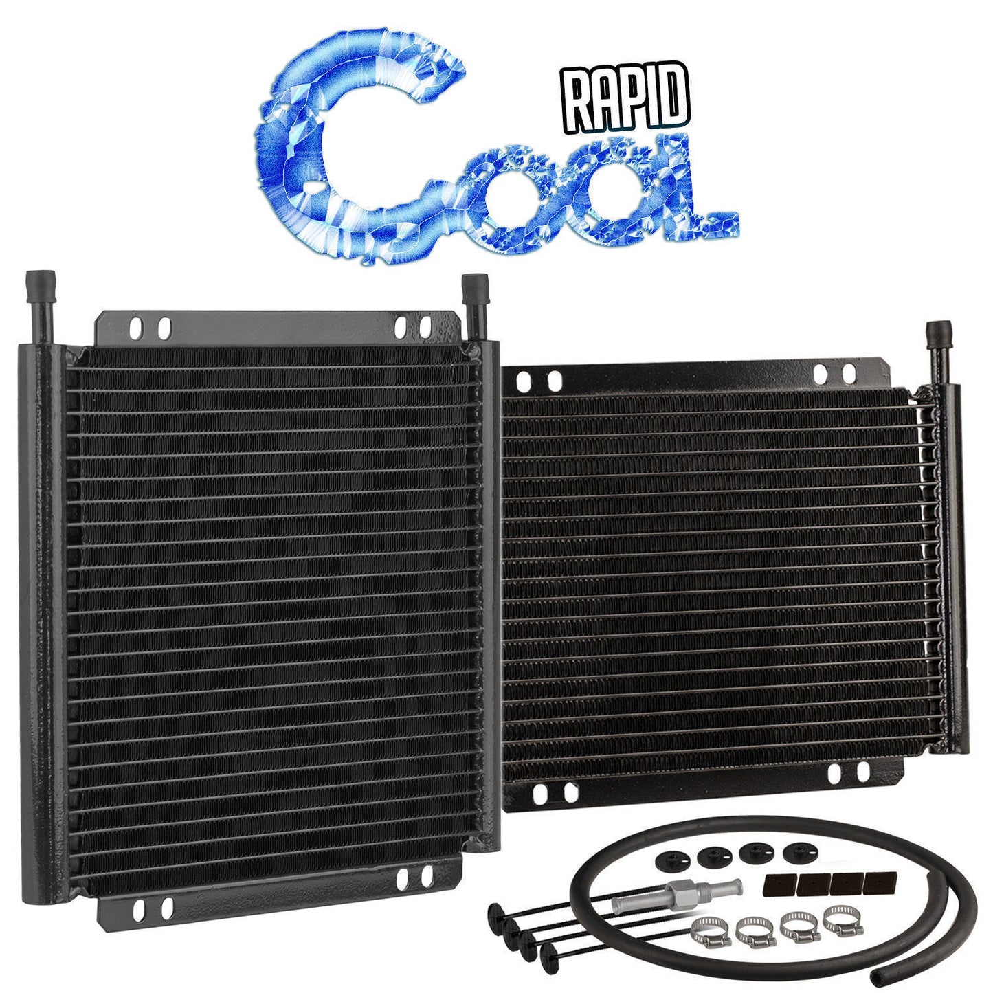 Proflow PFETC679 Transmission Oil Cooler Plate & Fin black powder coated 11 " x 11.625 " x 0.75 " 3/8 " Inlet Outlet