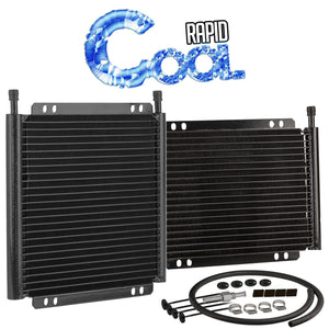 Proflow PFETC679 Transmission Oil Cooler Plate & Fin black powder coated 11 " x 11.625 " x 0.75 " 3/8 " Inlet Outlet
