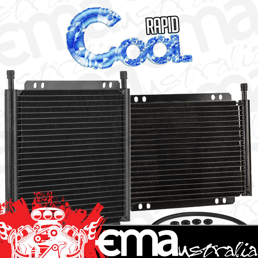 Proflow PFETC679 Transmission Oil Cooler Plate & Fin black powder coated 11 " x 11.625 " x 0.75 " 3/8 " Inlet Outlet