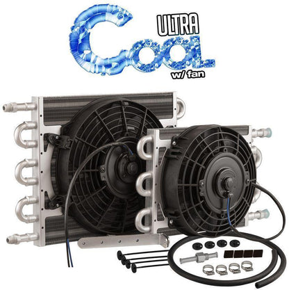 Proflow PFETCF211 Transmission Cooler & Fan Kit Natural 7.5 in x 12.50 in Tube & Fin 10" Fan 350CFM AN6 Inlet Outlet