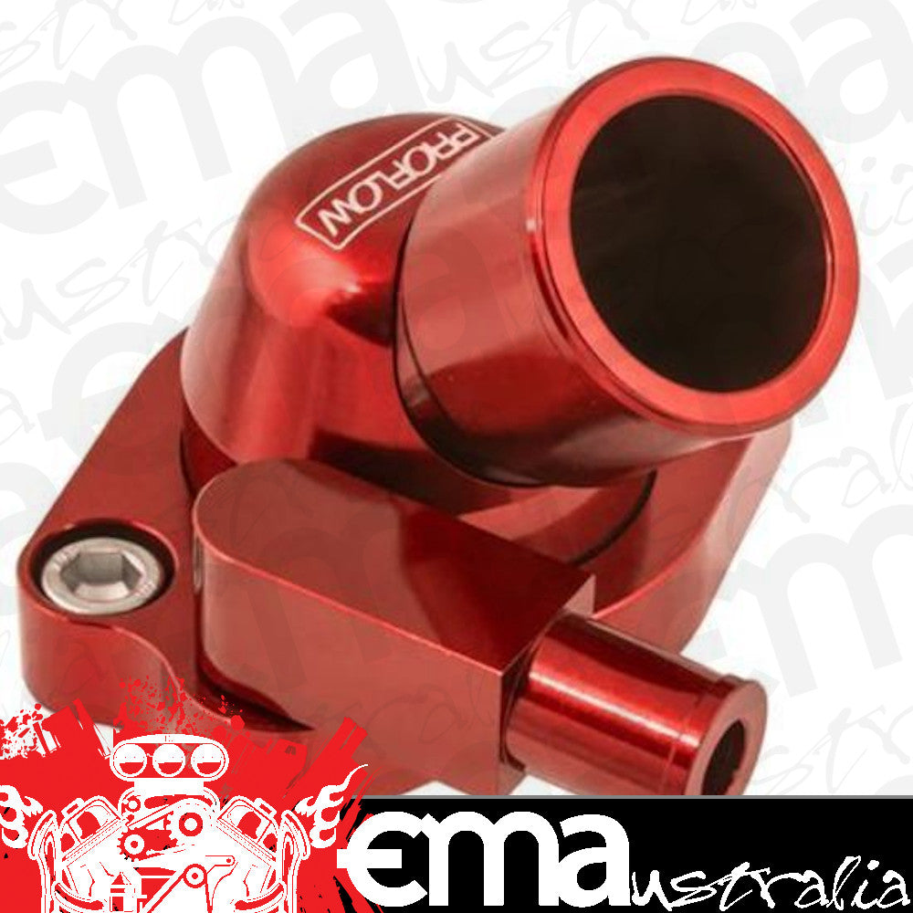 Proflow PFETH-801R Water Neck Billet Aluminium Swivel Red Anodised 45 Degree For Holden V8 253.308