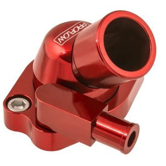 Proflow PFETH-801R Water Neck Billet Aluminium Swivel Red Anodised 45 Degree For Holden V8 253.308