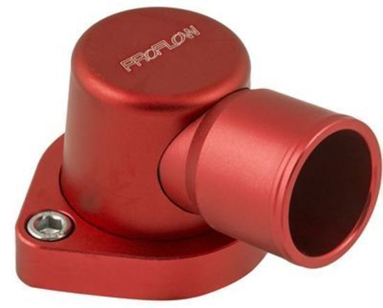 Proflow PFETH-802R Water Neck Billet Aluminium Swivel Red Anodised 90 Degree SB For Ford 302-351C