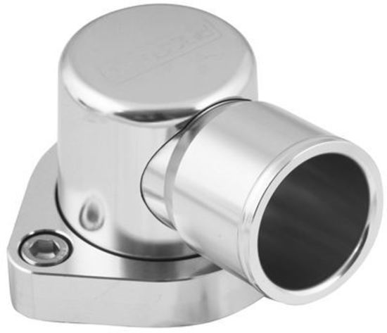 Proflow PFETH-802S Water Neck Billet Aluminium Swivel Silver Anodised 90 Degree SB For Ford 302-351C