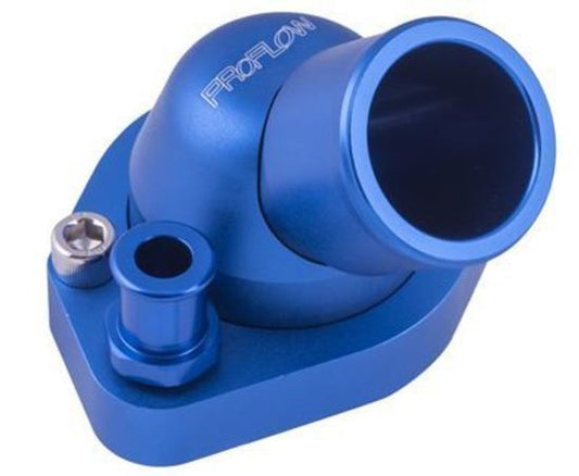 Proflow PFETH-804BL Water Neck Billet Aluminium Swivel Blue Anodised 45 Degree SB For Ford 289-351W