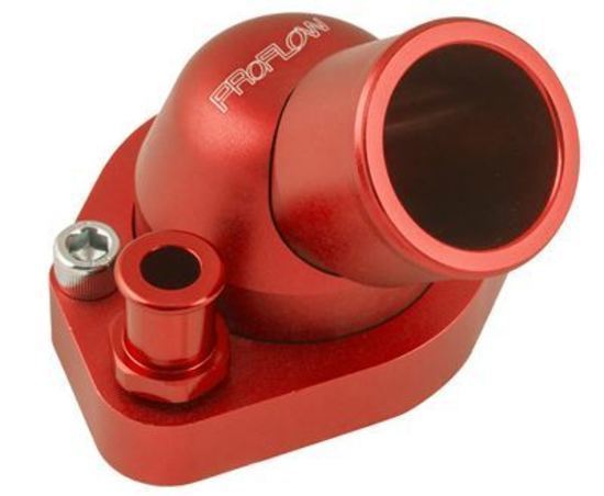 Proflow PFETH-804R Water Neck Billet Aluminium Swivel Red Anodised 45 Degree SB For Ford 289-351W