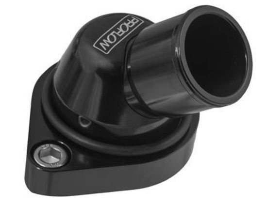 Proflow PFETH-806BK Water Neck Billet Aluminium Swivel Black Anodised 45 Degree SB & BB Chev