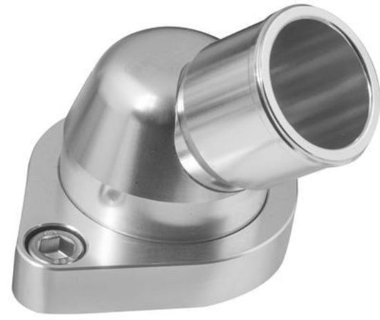 Proflow PFETH-806S Water Neck Billet Aluminium Swivel Silver Anodised 45 Degree SB & BB Chev