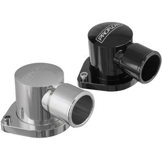 Proflow PFETH-808S Water Neck Billet Aluminium Silver Anodised 90 Degree Swivel Chev For Holden Commodore LS1 LS2