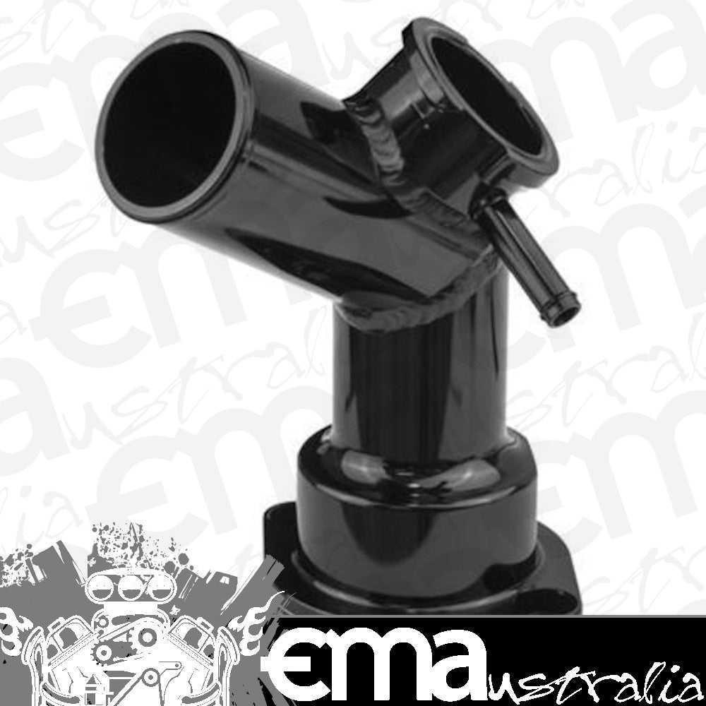 Proflow PFETH-810BK Water Neck Billet Aluminium Black Anodised 45 Degree Swivel For Mazda Series 4 Billet Cap Neck