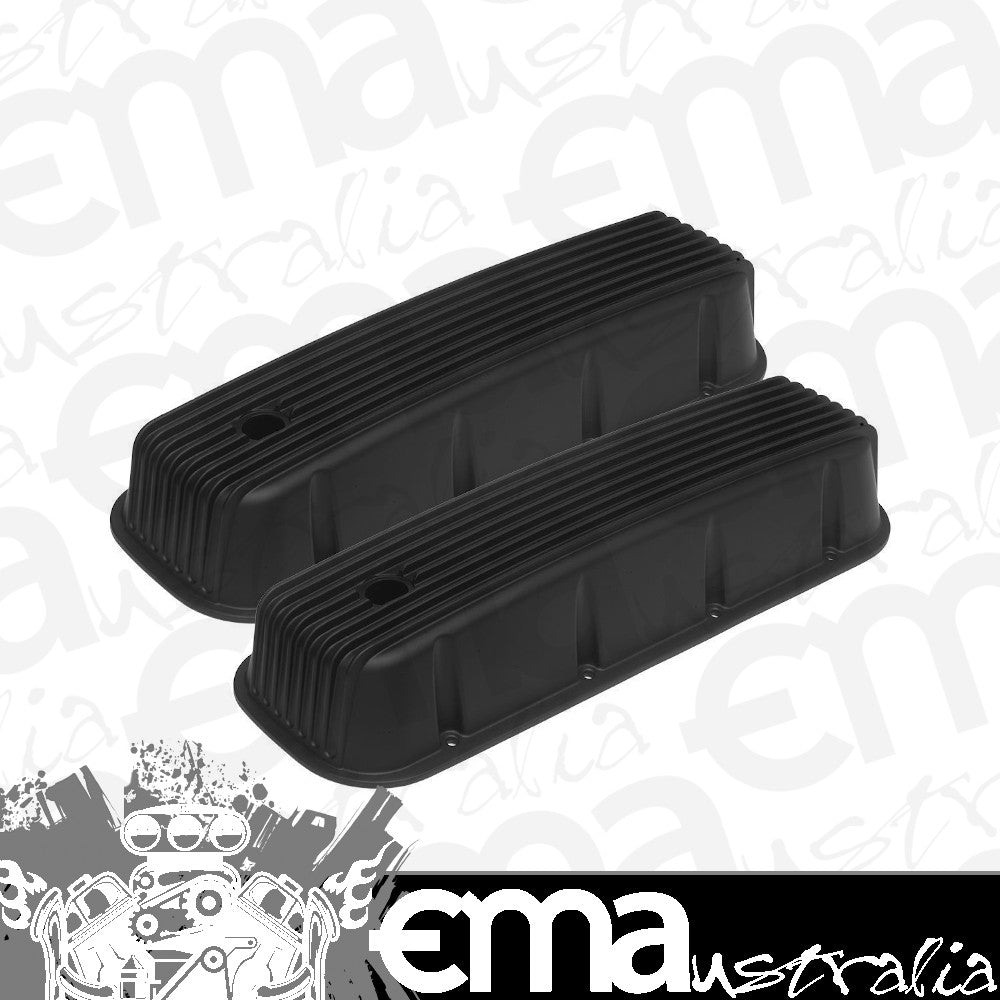 Proflow PFEVC-215 Valve Covers Cast Aluminium Black Tall Finned BB For Chevrolet Pair