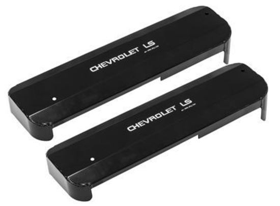 Proflow PFEVC-623 Ignition Coil Covers LS Fabricated Aluminium Black Powder Coated For Chevrolet LS Logo Pair