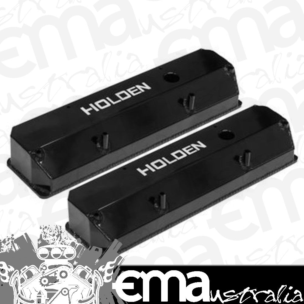 Proflow PFEVC-910 Valve Covers Aluminium Fabricated Black Tall For Holden 253 308 For Holden Logo Pair