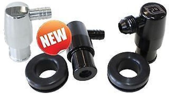 Aeroflow AF64-2106BLK Billet Pcv Valve suits 1-1/4" Holes In Cover 3/8" Male Barb