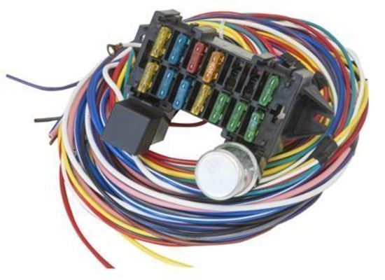 Proflow PFEWH12 Wiring Harness 12-Circuit Dash Ignition Fuse Block Spade Fuse Universal Kit