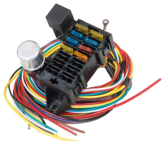Proflow PFEWH8 Wiring Harness 8-Circuit Dash Ignition Fuse Block Spade Fuse Universal Kit