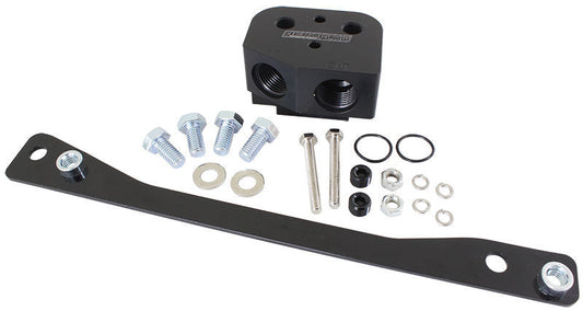 Aeroflow AF64-2114BLK LS Oil Cooler Adapter -8ORB Front Sump Vt Vx Vy Vz