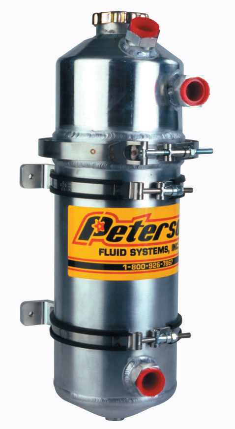 Peterson PFS08-0006 2 GAL DRY SUMP OIL TANK DUAL SCAVENGE INLET 19.5"H x 6" OD