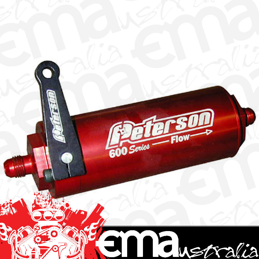 Peterson PFS09-0602 600 Series Inline Fuel Filter -10 AN Male 45 Micron Filter With Ball Valve 5" X 2"
