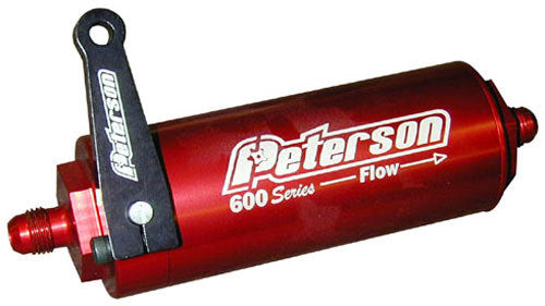 Peterson PFS09-0602 600 Series Inline Fuel Filter -10 AN Male 45 Micron Filter With Ball Valve 5" X 2"