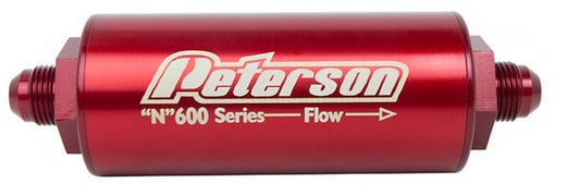 Peterson PFS09-0619 600 Series Inline Petrol/Methanol Filter -12 AN Male 60 Micron Filter 4.5" X 2"