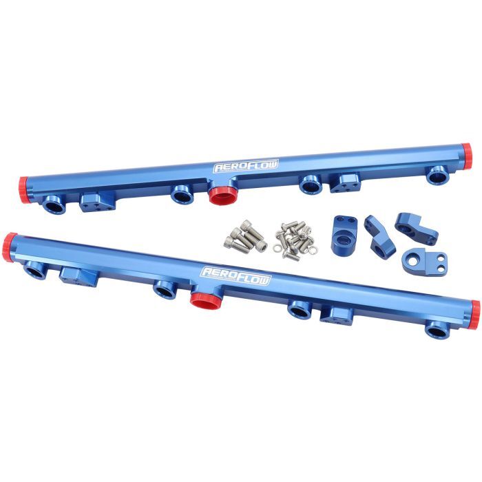 Aeroflow AF64-2155 GM LS1 LS2 LS3 Billet EFI Fuel Rails (Blue) Suit 14mm Short and 3/4" Length Fuel Injectors -8ORB Ports