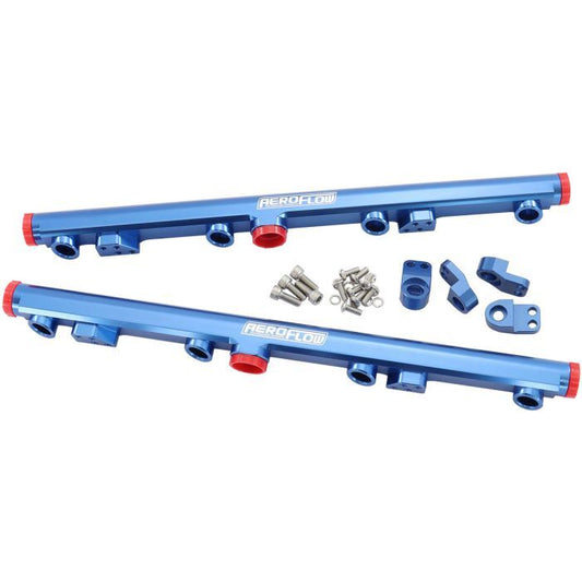 Aeroflow AF64-2155 GM LS1 LS2 LS3 Billet EFI Fuel Rails (Blue) Suit 14mm Short and 3/4" Length Fuel Injectors -8ORB Ports