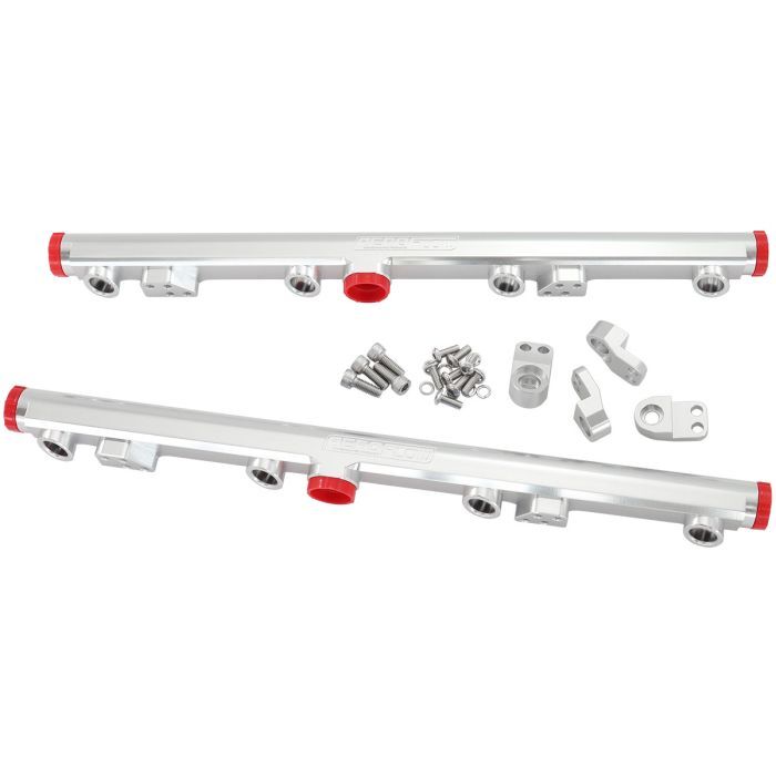 Aeroflow AF64-2155S GM LS1 LS2 LS3 Billet EFI Fuel Rails (Silver) Suit 14mm Short and 3/4" Length Fuel Injectors -8ORB Ports