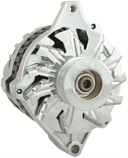 Chevy small block Gen I 305-350 C.I.D., Chevy big block Mark IV 454 C.I.D. & Gen V 454 C.I.D. V8 Chrome 105A Street Alternator Chev Cs130 Style Serpentine Powermaster PM17802