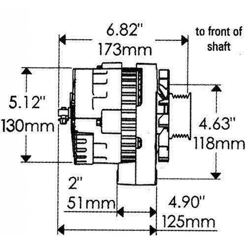 Powermaster PM27461 105A Chev Delco Cs130 Alternator Side Post Polished 6 Rib