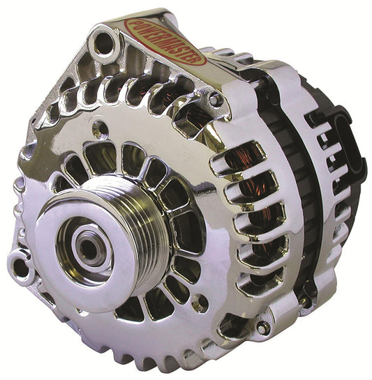 Powermaster PM28302 Polished Gm Style Ad Alternator 165 Amps 2 Pin Vr w/ 6-GroOve Serpentine Pulley