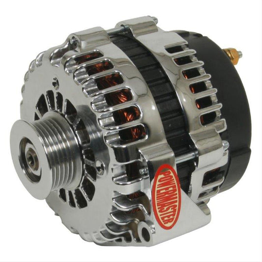 Powermaster PM38237 Chrome Gm Style Ad Alternator 215 Amps 4 Pin Vr w/ 6-GroOve Serpentine Pulley