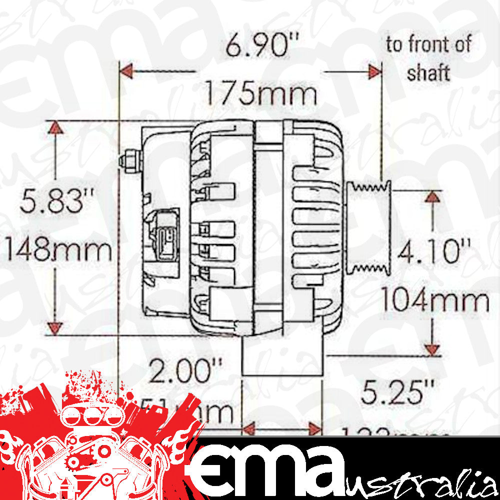Powermaster PM38302 Gm Style Ad Alternator Chrome 215 Amp 2 Pin 6-Rib Pulley