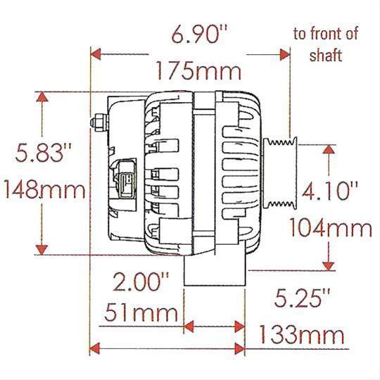 Powermaster PM58302 Gm Style Ad Alternator Black 215 Amp 2 Pin 6-Rib Pulley