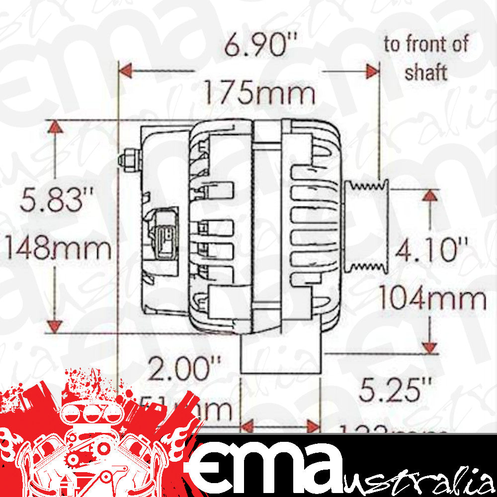 Powermaster PM68302 Gm Style Ad Alternator Polished 215 Amp 2 Pin 6-Rib Pulley