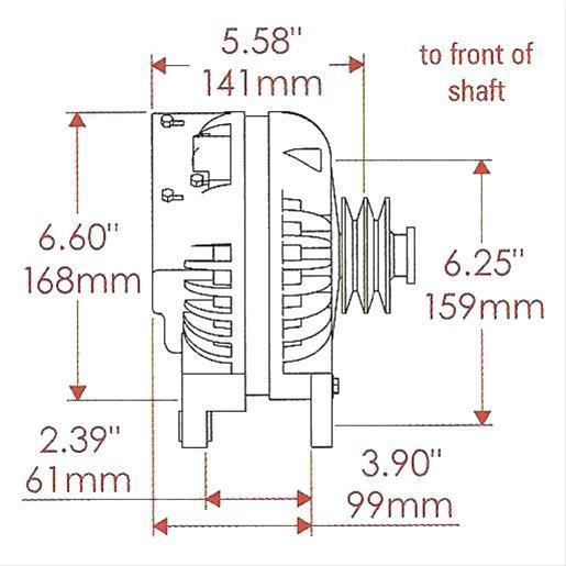 Powermaster PM7018 90 Amp Retro Chrysler Alternator Ext Regulator V Pulley