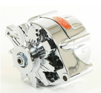 Powermaster PM8-37101 Chrome Ford Alternator 100 Amp 1 Wire Internal Regulator Single V GroOve Pulley