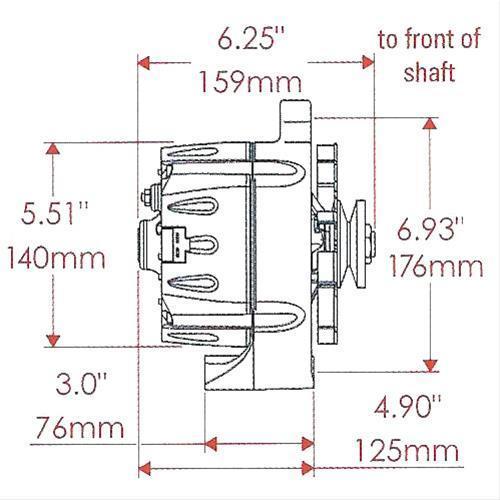 Powermaster PM8-67101-344 100 Amp Ford Street Alternator Polished Int Reg V Belt