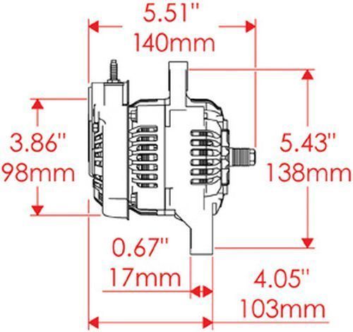 Powermaster PM8168 Black Denso xs Volt Race Alternator 50 Amp 1 Wire No Pulley