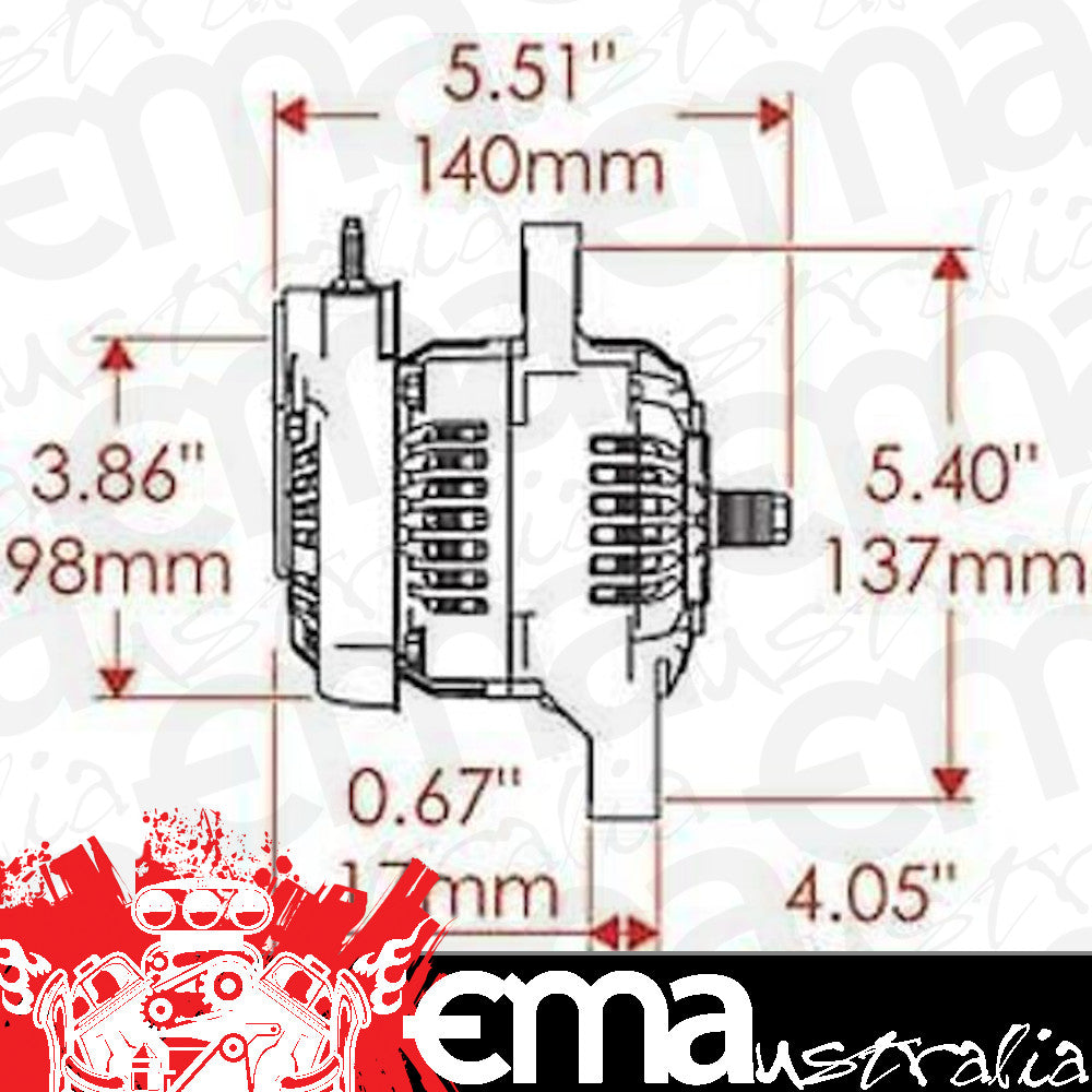 Powermaster PM8188 75 Amp Denso xs Volt Racing Alternator Black 1 Wire No Pulley