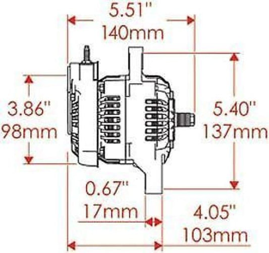 Powermaster PM8188 75 Amp Denso xs Volt Racing Alternator Black 1 Wire No Pulley