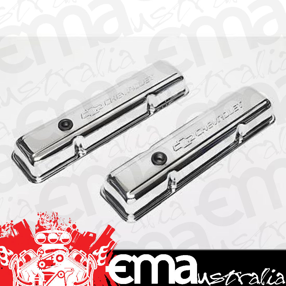 Proform PR141-102 Chrome Valve Covers Chev SB 283-400 Cid STD HEIght Bowtie Logo