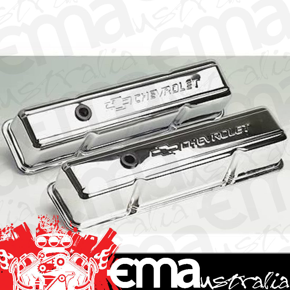 Proform PR141-103 Chrome Valve Covers Chev SB 283-400 Tall HEIght Bowtie Logo