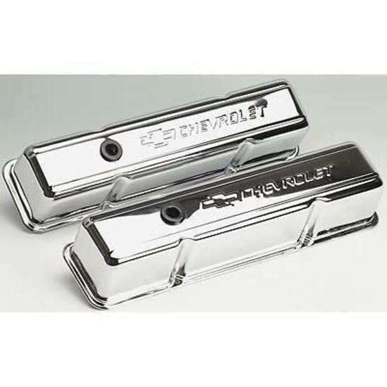 Proform PR141-103 Chrome Valve Covers Chev SB 283-400 Tall HEIght Bowtie Logo