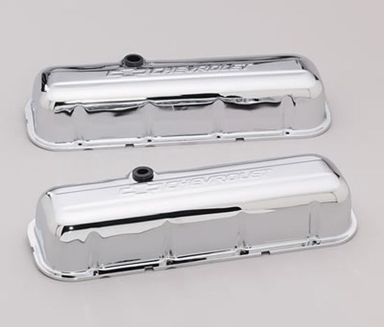 Proform PR141-115 Tall Steel Valve Covers Chrome w/ Logo suit Chev BB V8