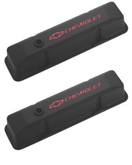 Proform Parts | PR141-116 | Tall Alloy Valve Covers Black w/ Logo suit Chev SB V8